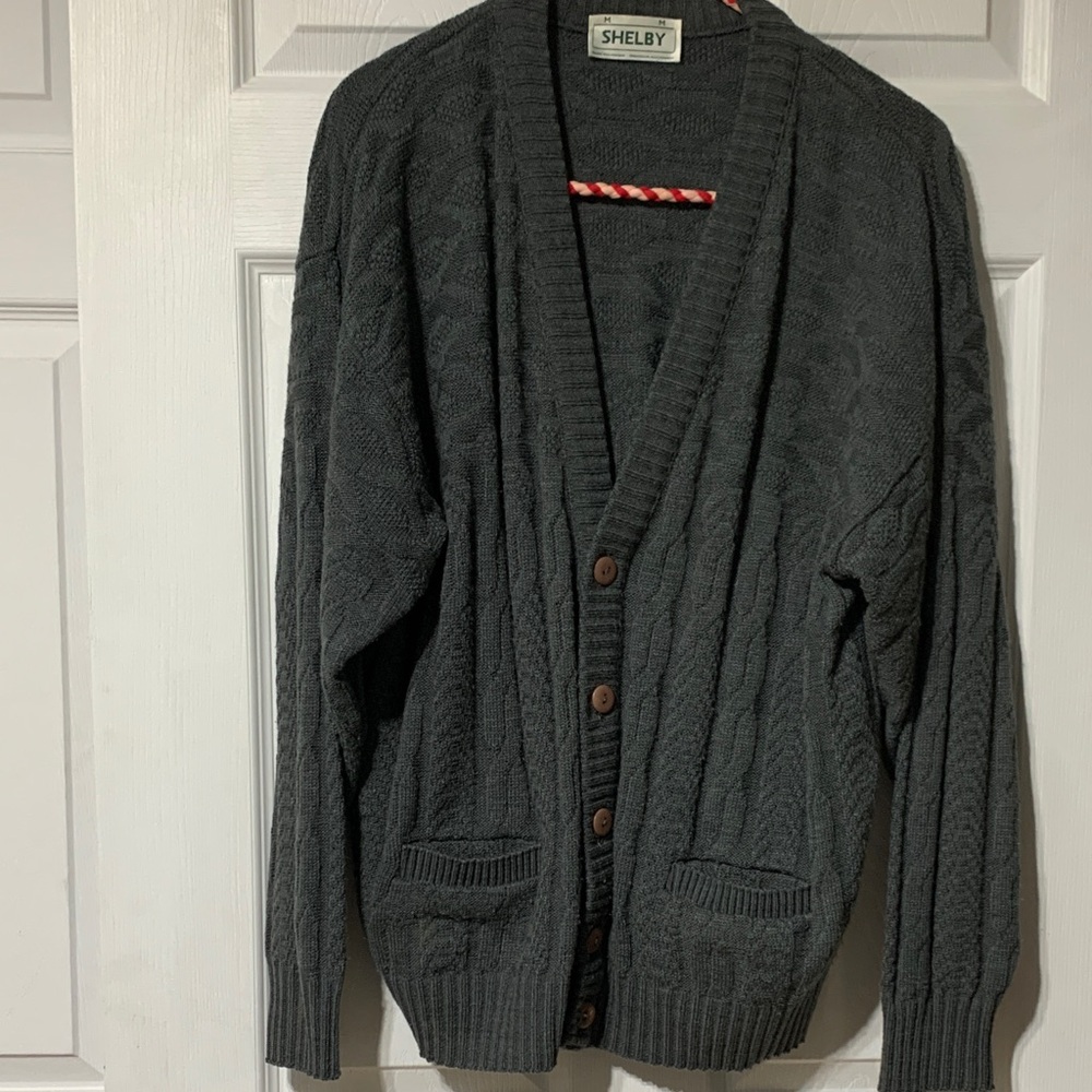 Selby Men's Charcoal Cable Knit Cardigan